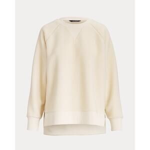 NEW RALPH LAUREN FLEECE CREW SWEATER DOUBLE SIDED ZIP CREAM MSRP $145 - M